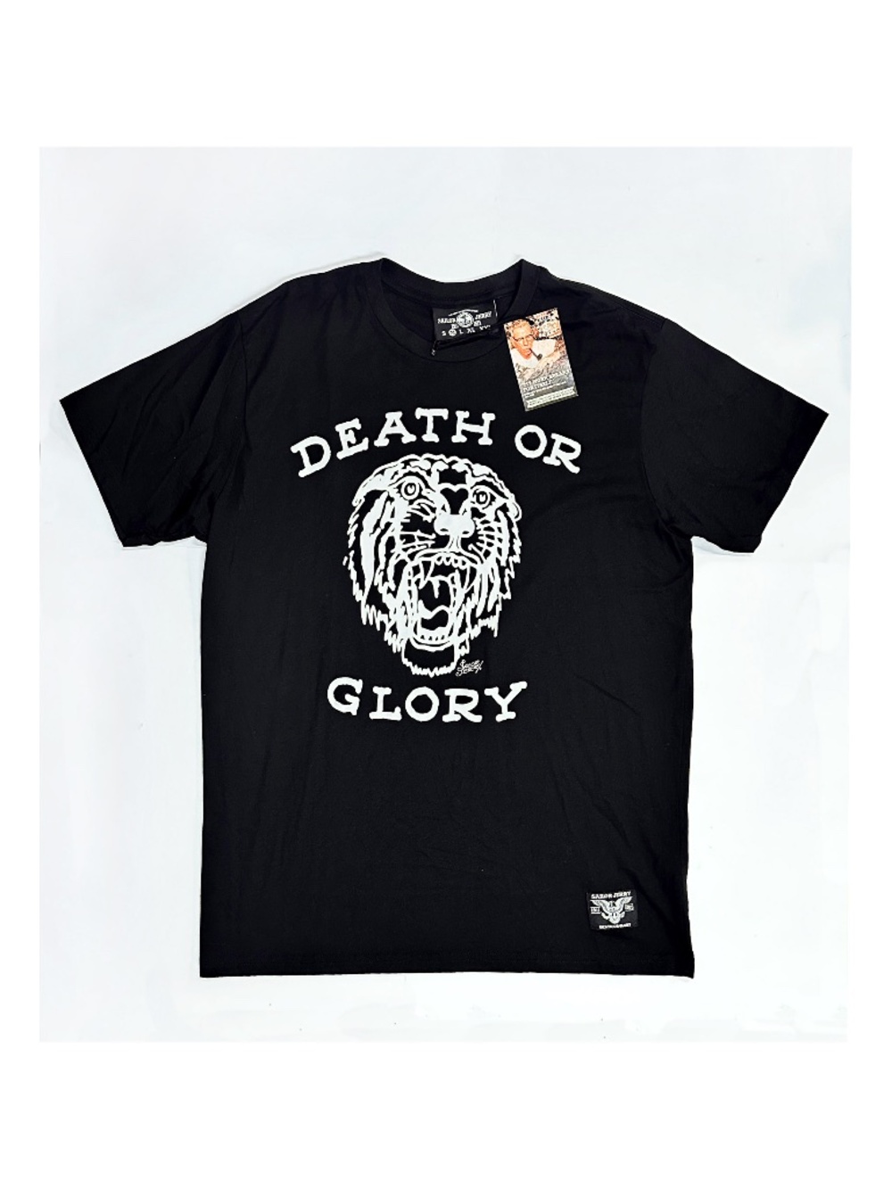 SAILOR JERRY Men’s Medium Black Graphic T Shirt Death Glory Tattoo Style Tiger
